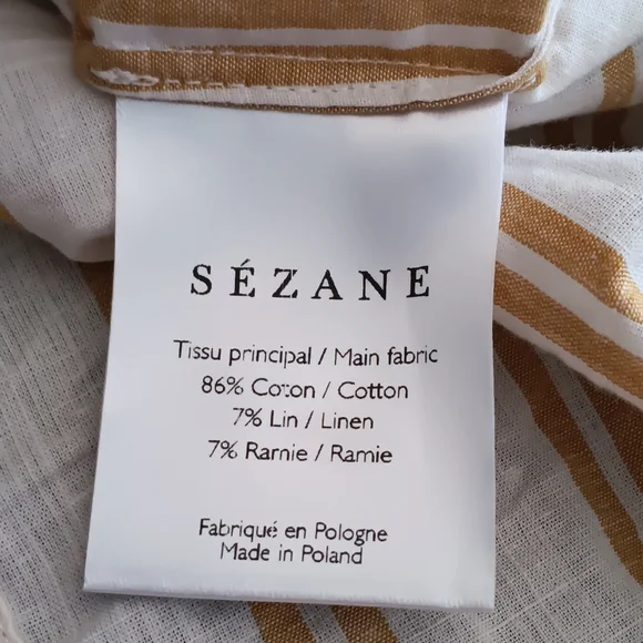 Sézane Rio Ecru Ocher Stripe Tie Shoulder Linen Blend Top 40/8 - Picture 9 of 9